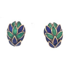 Load image into Gallery viewer, Antique 14k Yellow Gold Purple and Green Enamel Jewelry Set
