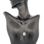 Load image into Gallery viewer, Shiny 14k White Gold Sun Burst Necklace With Natural Diamonds
