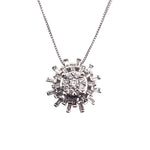 Load image into Gallery viewer, Shiny 14k White Gold Sun Burst Necklace With Natural Diamonds
