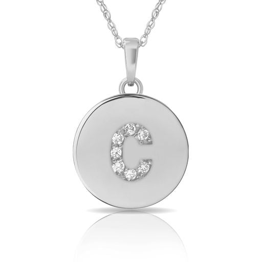 14k Gold 9mm x 12mm Disc Initial Engraved Letter Necklace