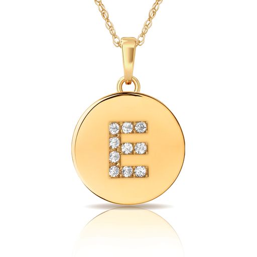 14k Gold 9mm x 12mm Disc Initial Engraved Letter Necklace