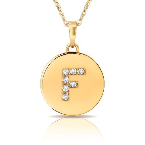 14k Gold 9mm x 12mm Disc Initial Engraved Letter Necklace