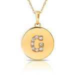 Load image into Gallery viewer, 14k Gold 9mm x 12mm Disc Initial Engraved Letter Necklace
