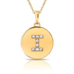 Load image into Gallery viewer, 14k Gold 9mm x 12mm Disc Initial Engraved Letter Necklace
