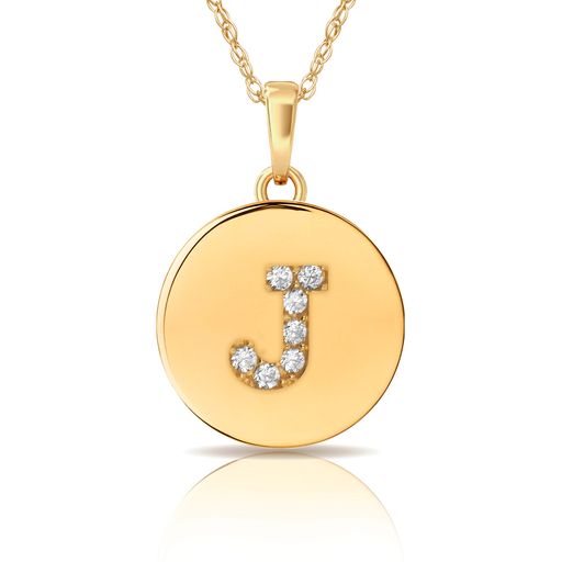 14k Gold 9mm x 12mm Disc Initial Engraved Letter Necklace