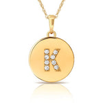 Load image into Gallery viewer, 14k Gold 9mm x 12mm Disc Initial Engraved Letter Necklace
