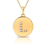 Load image into Gallery viewer, 14k Gold 9mm x 12mm Disc Initial Engraved Letter Necklace
