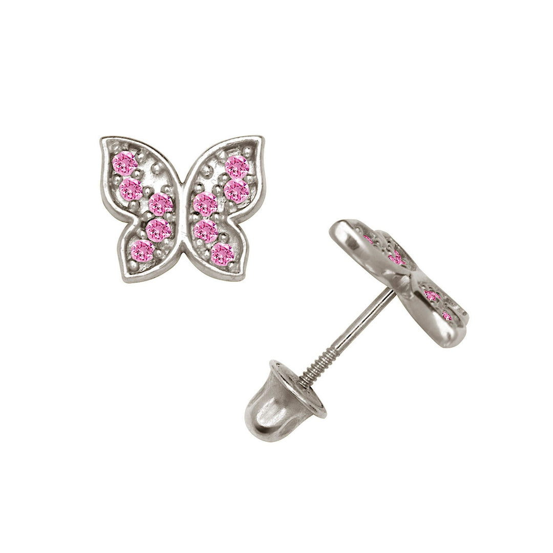 Beautiful 14K Solid Yellow Gold Or White Gold Butterfly Earrings with Screwback