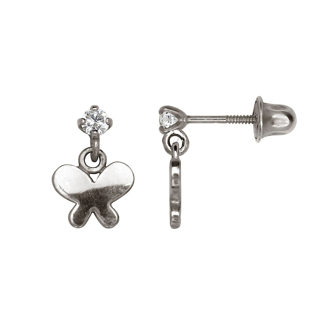 Solid 14K Yellow Gold Or White Gold Butterfly Earrings with Screwback