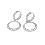 Load image into Gallery viewer, 14K Yellow Gold or White Gold Open Circle Diamond Dangle Huggie Earrings
