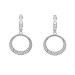 Load image into Gallery viewer, 14K Yellow Gold or White Gold Open Circle Diamond Dangle Huggie Earrings
