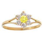 Load image into Gallery viewer, Stunning 14K Yellow Gold Flower Ring with Birthstone
