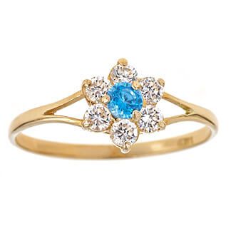 Stunning 14K Yellow Gold Flower Ring with Birthstone