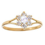 Load image into Gallery viewer, Stunning 14K Yellow Gold Flower Ring with Birthstone
