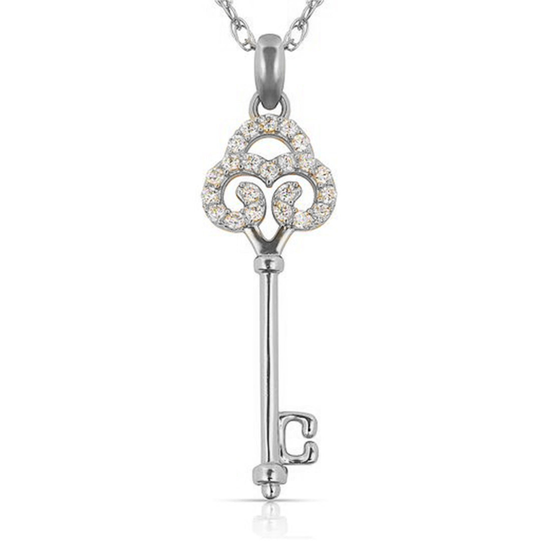 Elegant Swirl Style Key Necklace 14K Yellow Gold or White Gold