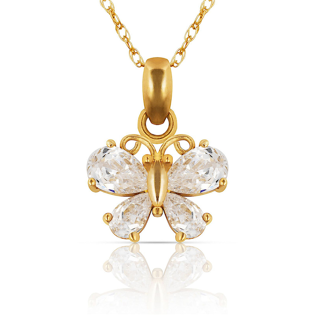 Unique 14K Yellow Gold Or White Gold Butterfly Necklace