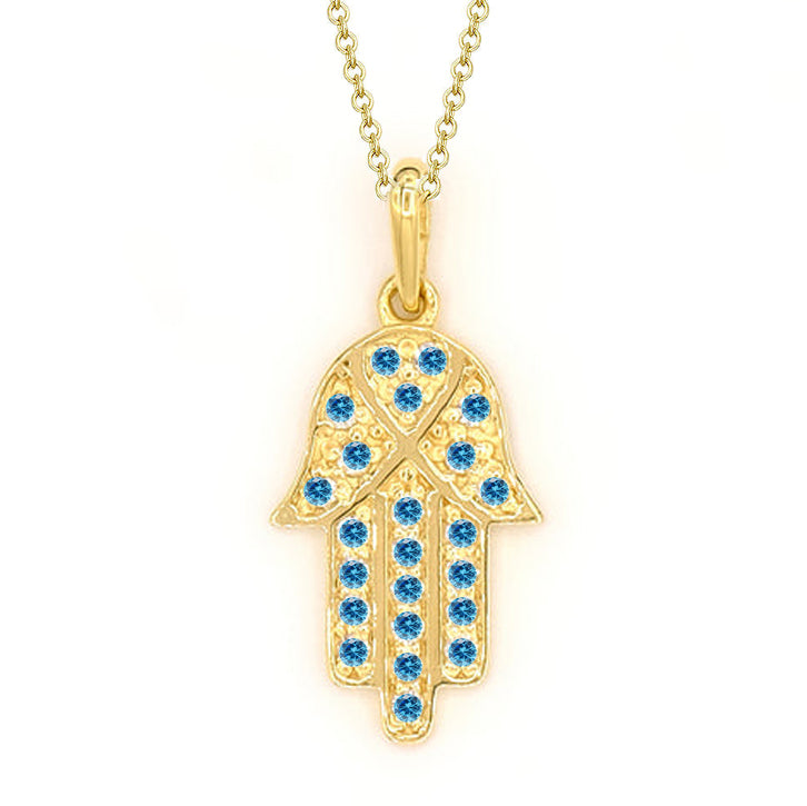 Exquisite 14K Yellow Gold Hamsa Necklace