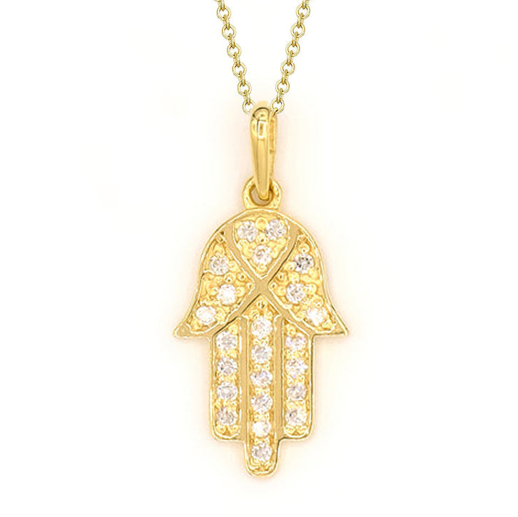 Exquisite 14K Yellow Gold Hamsa Necklace