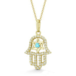 Load image into Gallery viewer, Intricate 14K Yellow Gold Hamsa and Star Necklace
