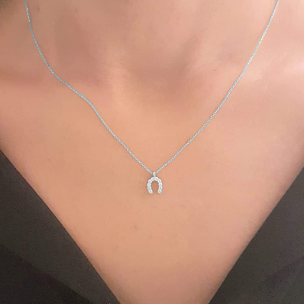 Gorgeous 14K Yellow Gold or White Gold Horseshoe Necklace