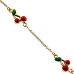 Load image into Gallery viewer, Sweet 14K Yellow Gold Cherry Enamel Bracelet for Baby and Children
