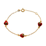 Load image into Gallery viewer, Delicate 14k Yellow Gold Strawberry Charm Enamel Baby Bracelet
