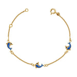 Load image into Gallery viewer, Splashy 14k Yellow Gold Enamel Dolphin Baby Bracelet
