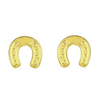 Load image into Gallery viewer, 14k Yellow Gold Horse Shoe Stamp Pushback Earring
