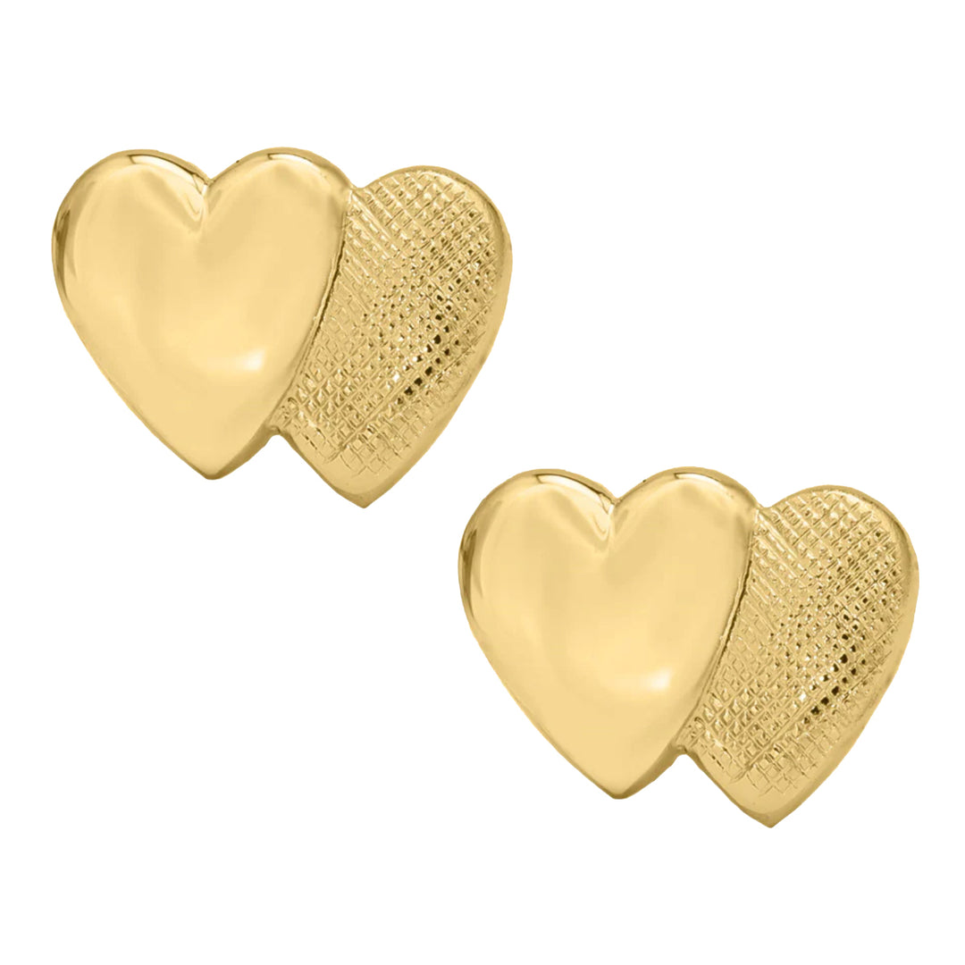 14K Yellow Gold Entwined Heart Stamped Earrings