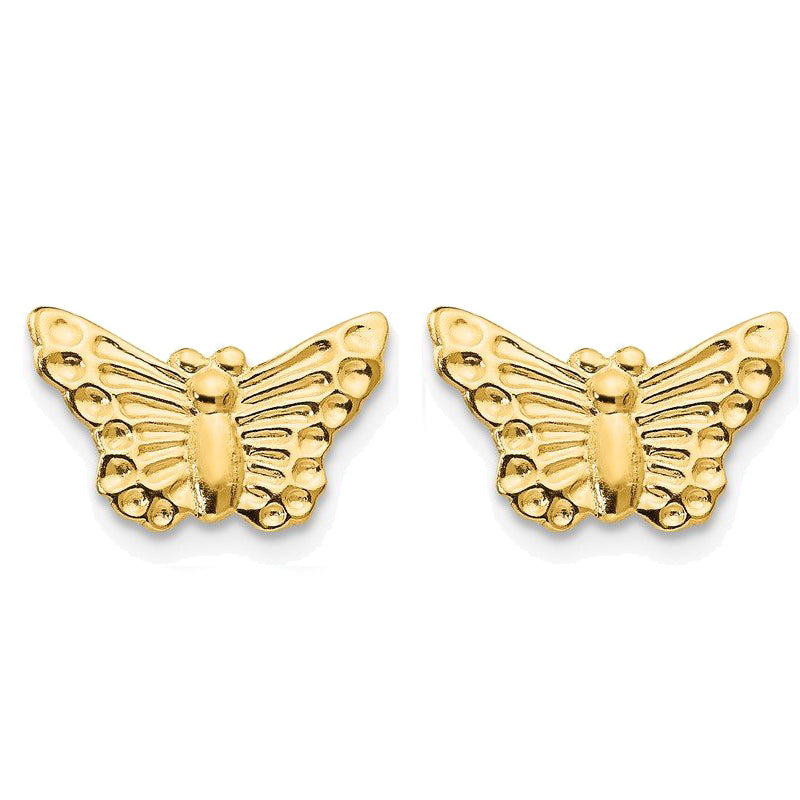 14K Yellow Gold Butterfly Stamping Earrings