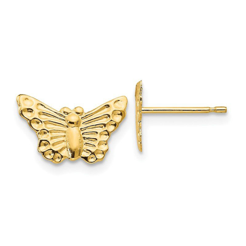 14K Yellow Gold Butterfly Stamping Earrings