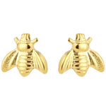 Load image into Gallery viewer, 14K Yellow Gold Bumble Bee Stamping Earrings
