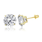 Load image into Gallery viewer, 14K Yellow Gold Basket Set Screwback Earrings with CZ in Various Stone Sizes
