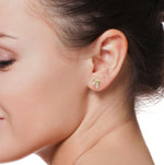 Load image into Gallery viewer, Adorable 14k Gold Sparkling Bow Screw Back Earrings
