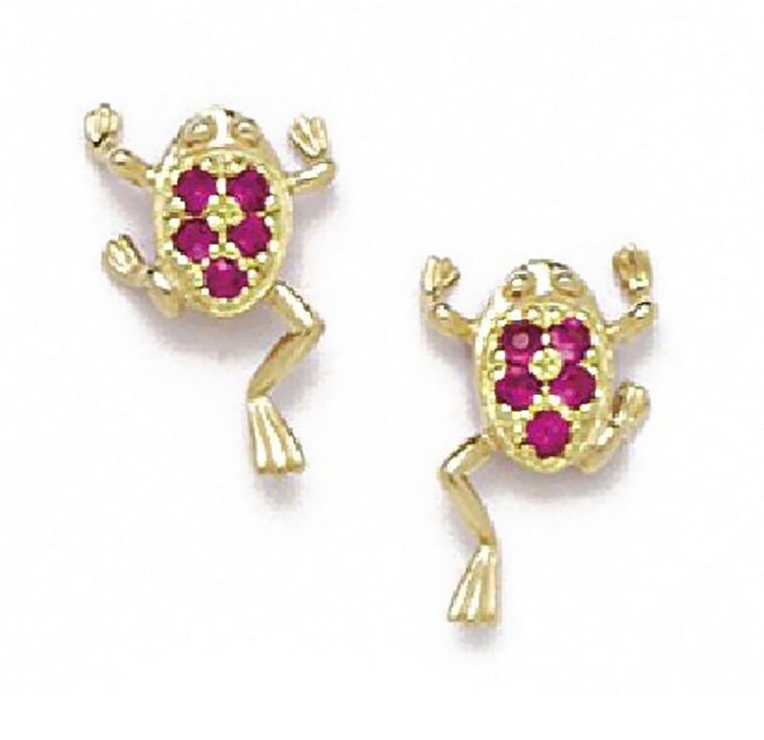 Whimsical 14k Yellow Gold Frog Earrings