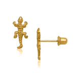 Load image into Gallery viewer, 14k Yellow Gold Lizard Shape Earrings with Screw Back Posts
