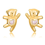 Load image into Gallery viewer, Adorable 14K Yellow Gold Dancing Teddy Bear Stud Earrings
