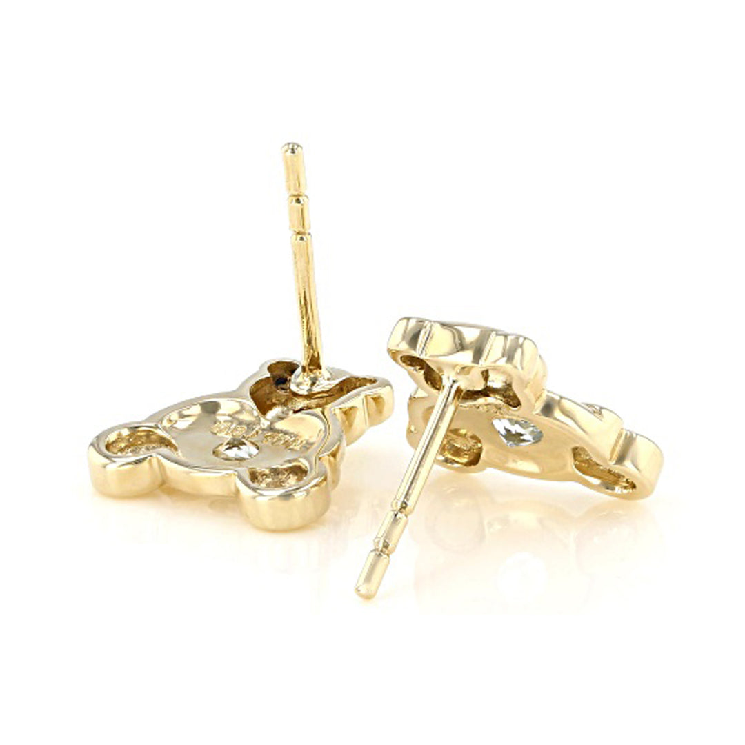 Charming 14k Yellow Gold Teddy Bear Stud Screwback Earrings