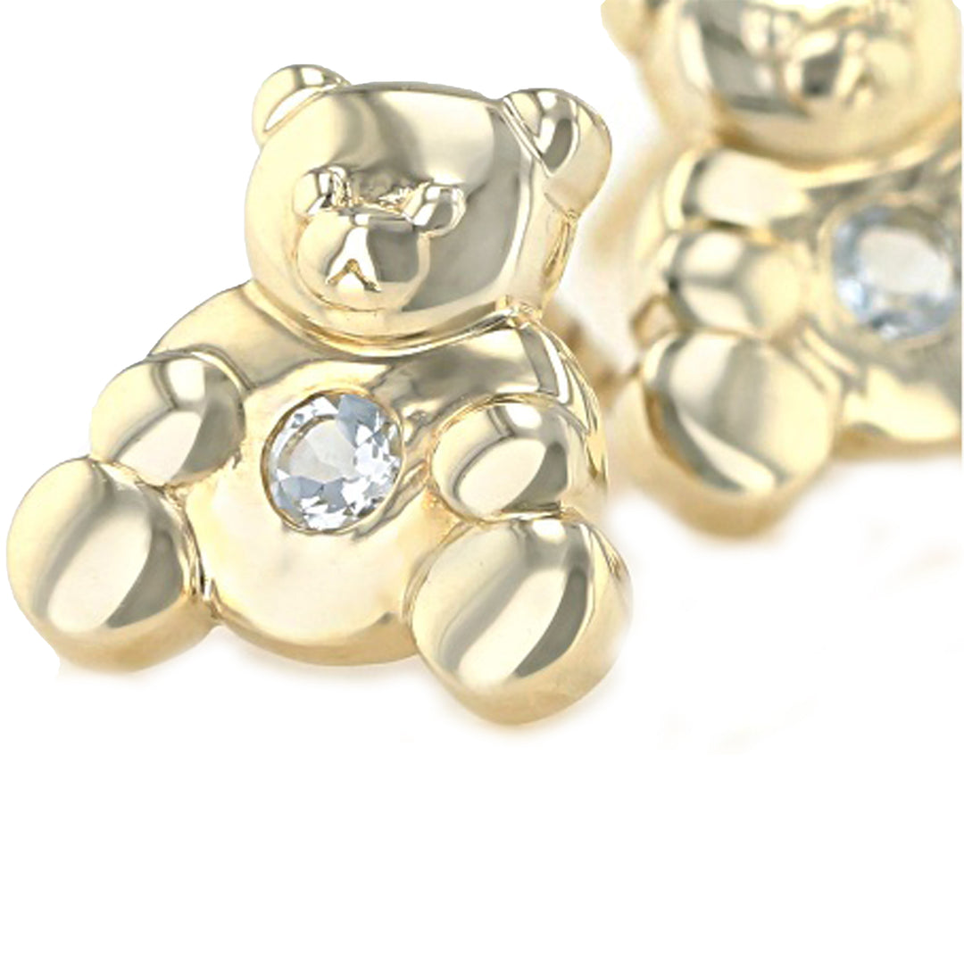 Charming 14k Yellow Gold Teddy Bear Stud Screwback Earrings