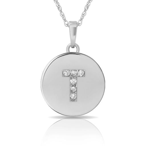 14k Gold 9mm x 12mm Disc Initial Engraved Letter Necklace