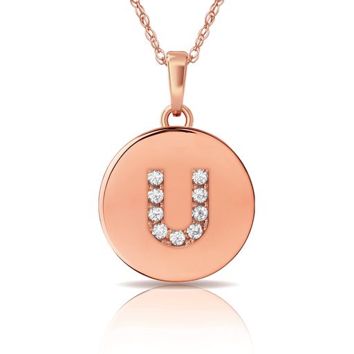 14k Gold 9mm x 12mm Disc Initial Engraved Letter Necklace