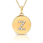 Load image into Gallery viewer, 14k Gold 9mm x 12mm Disc Initial Engraved Letter Necklace
