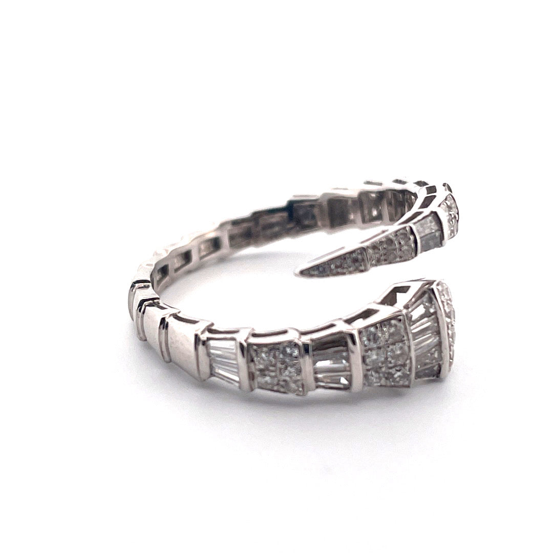 14k White Gold Diamond Snake Tail Ring