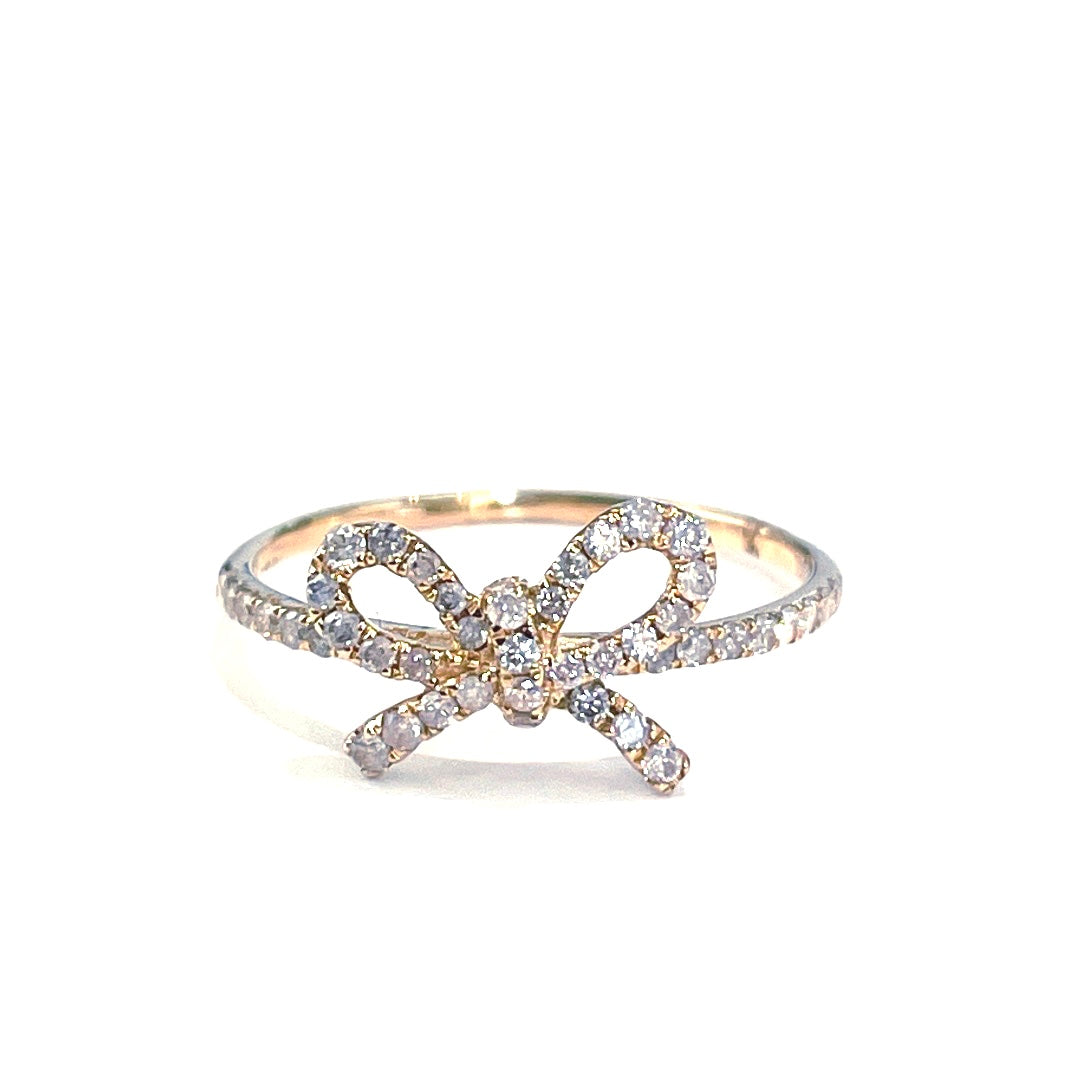 14K Yellow Gold "The Papillan" Diamond Bow Ring