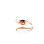 Load image into Gallery viewer, 14K Yellow Gold Snake Diamond Ring With Ruby
