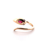 Load image into Gallery viewer, 14K Yellow Gold Snake Diamond Ring With Ruby
