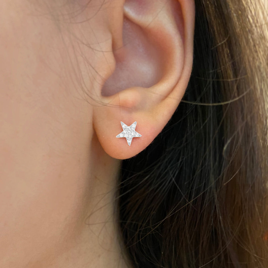 Dazzling 14K Gold Pave Star Earrings